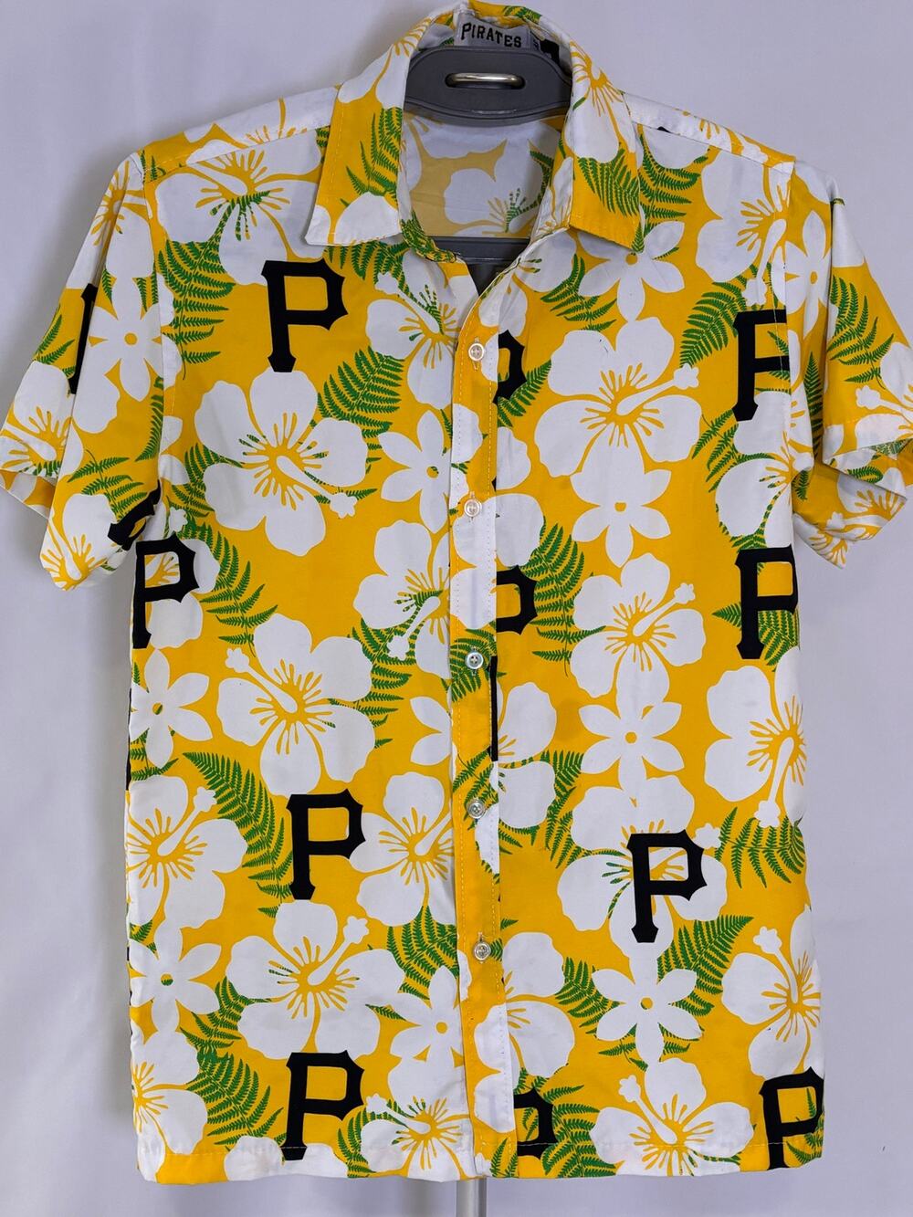 Mens Size Small Pittsburgh Pirates Hawaiian Golf Shirt